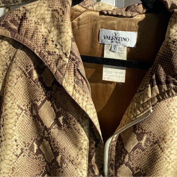 Valentino Snake Print Trench Coat in Brown and Tan - Picture 7 of 7